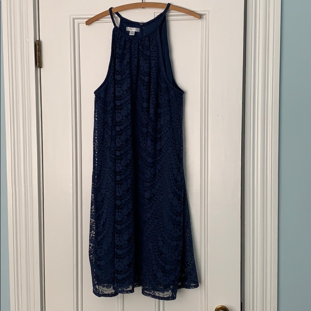Summer navy lace lined dress